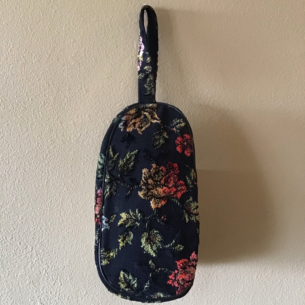 Vintage Tapestry Fabric Floral Oblong Wristlet Purse